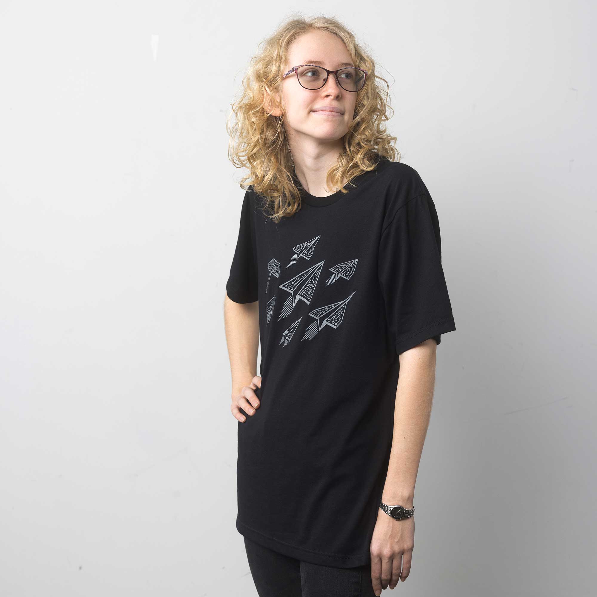 Tech Airplanes Unisex T-shirt by STORY SPARK