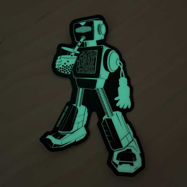 Boba Bot Glow in the dark sticker - STORY SPARK