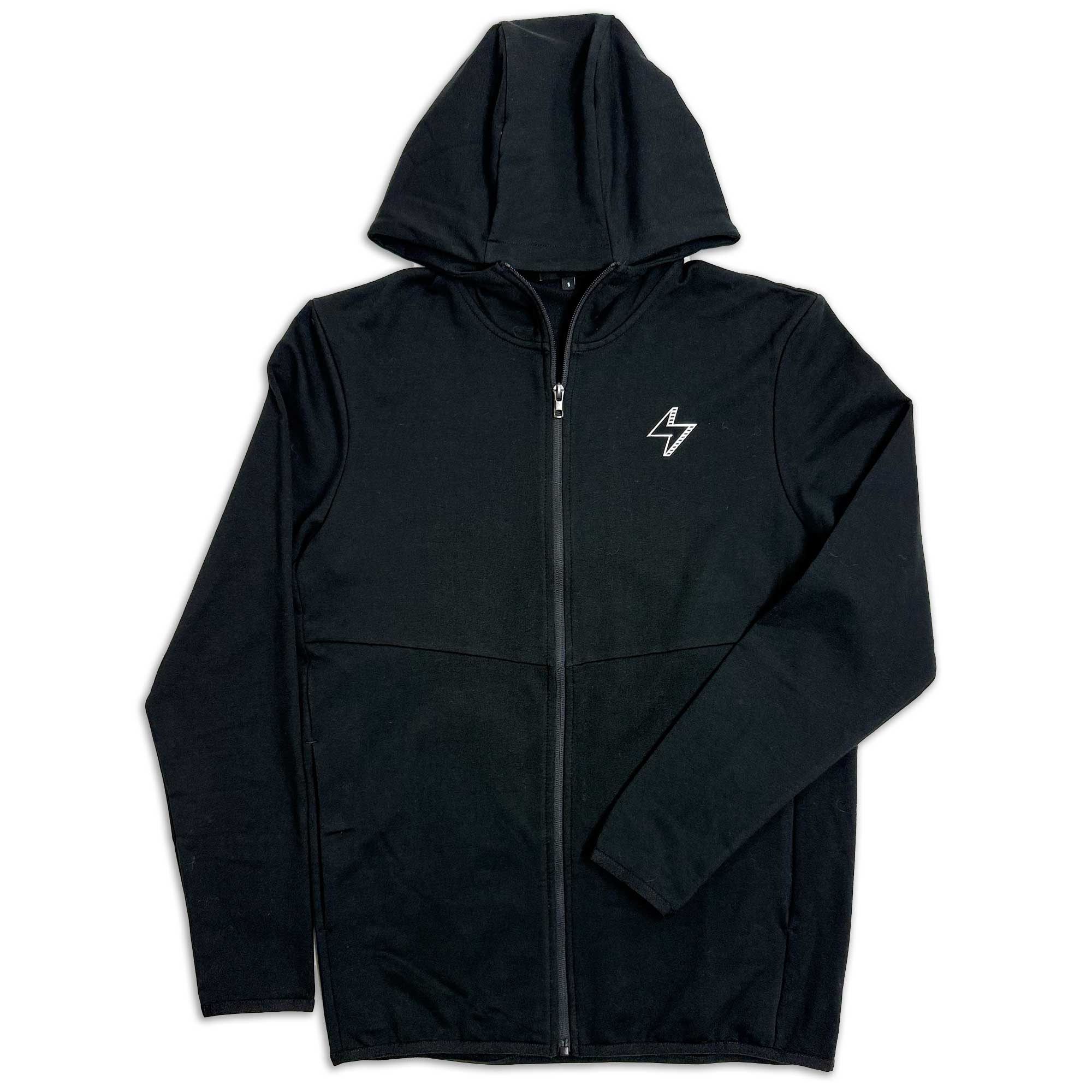 Ignite full zip hooded jacket in black by STORY SPARK