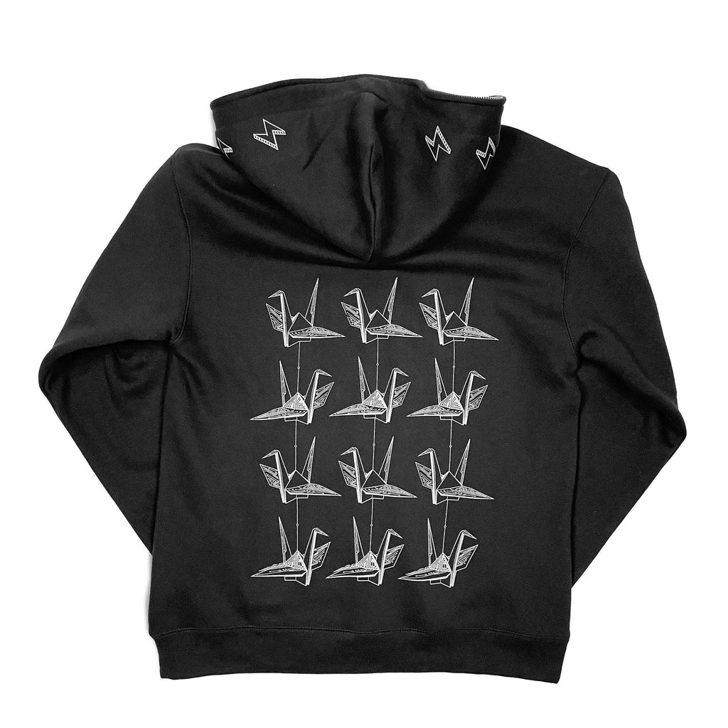 Tech Origami Cranes Full Zippered Graphic Hoodie