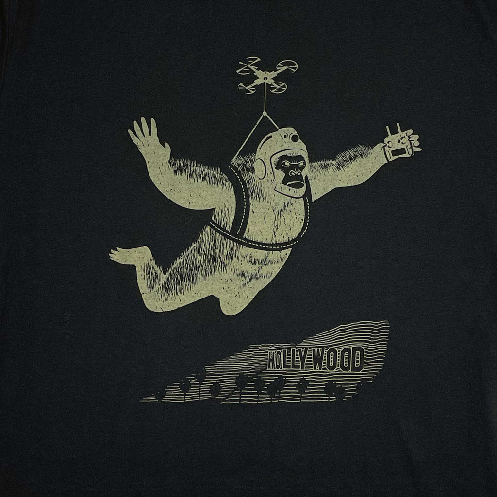 Skydiving gorilla over Hollywood graphic t-shirt by STORY SPARK