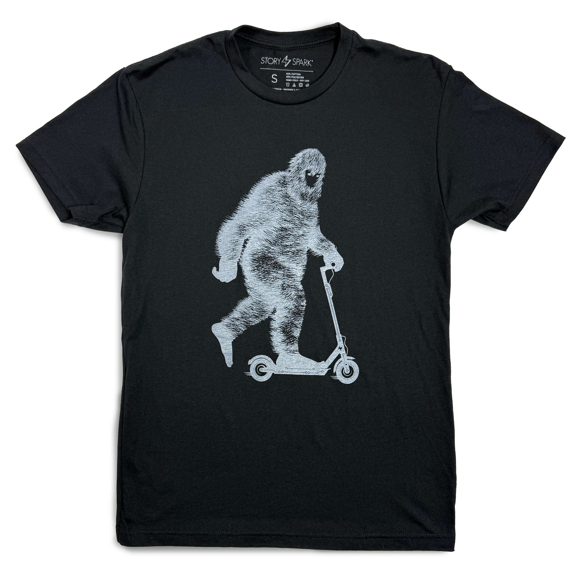 Glow in the dark Bigfoot t-shirt in black by STORY SPARK