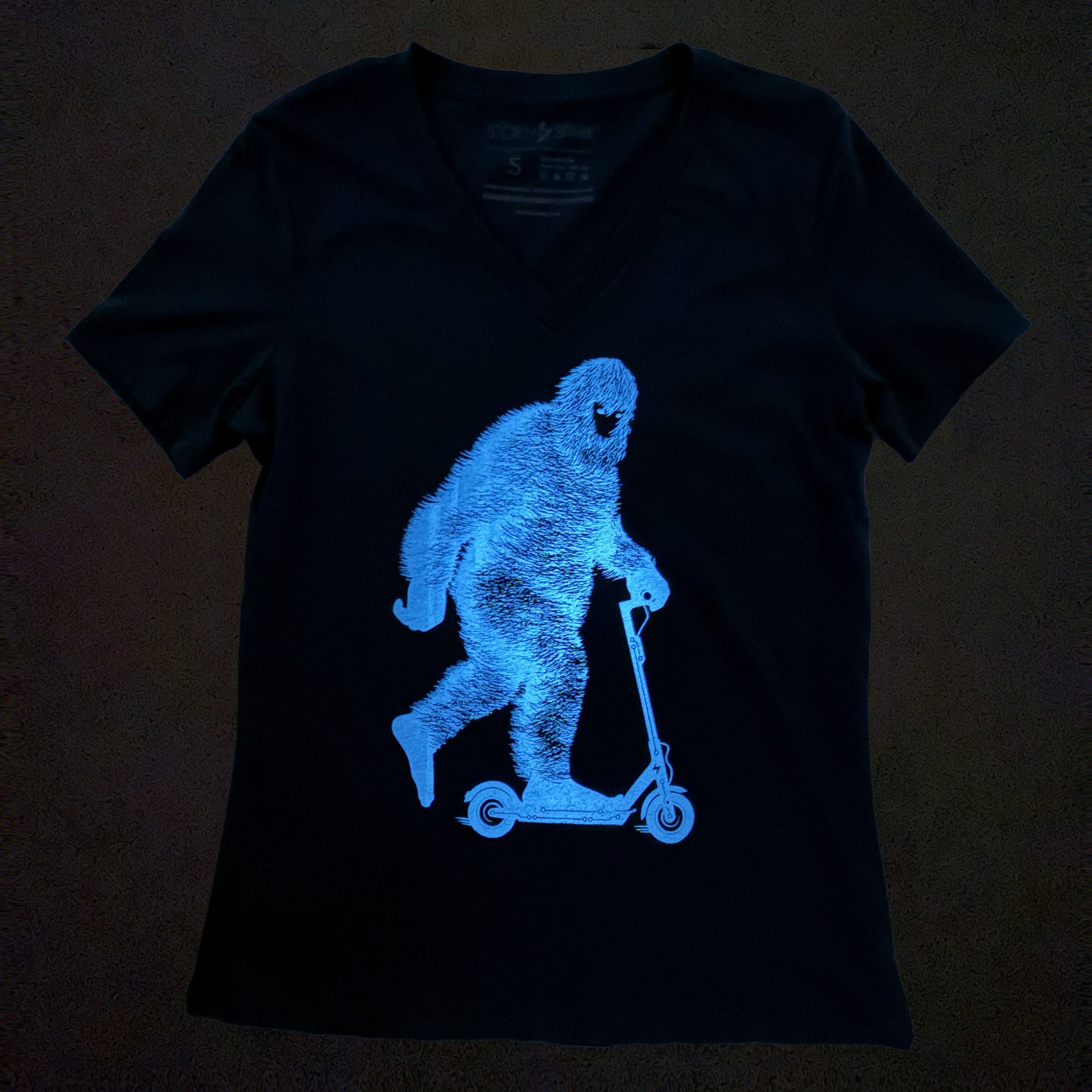 Glow in the Dark Bigfoot t-shirt for women