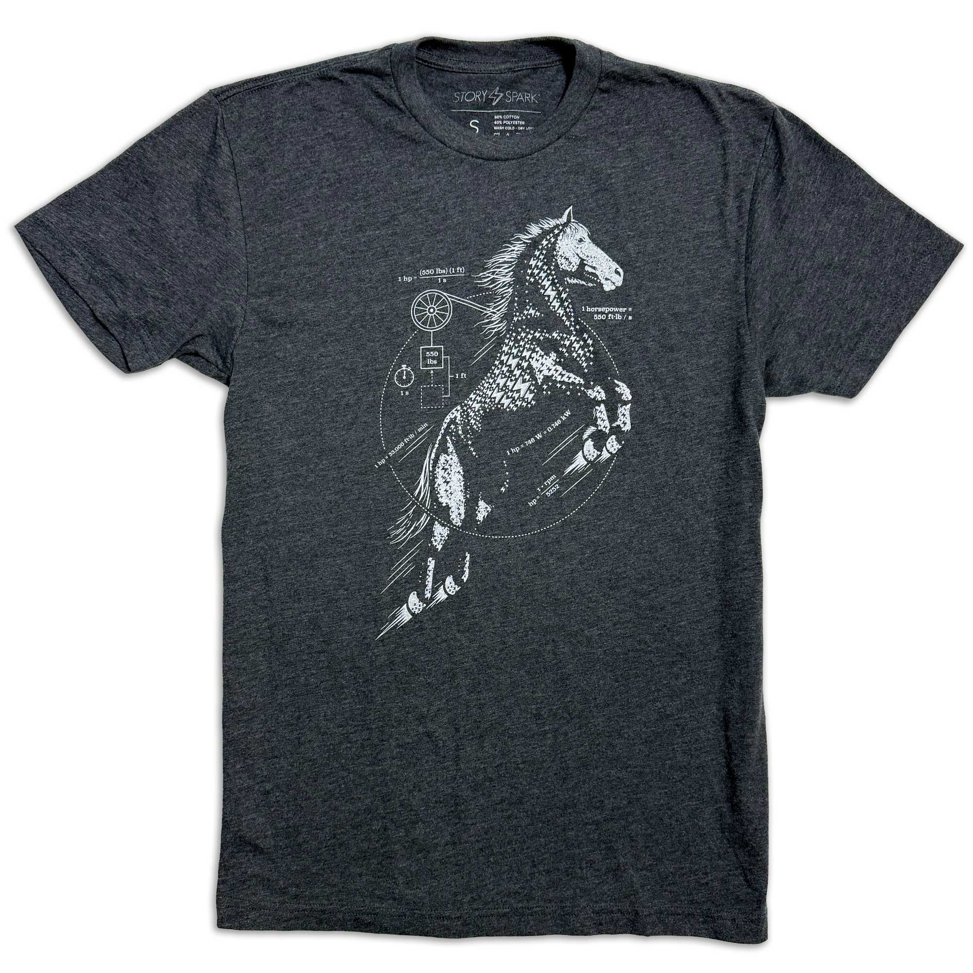 Charcoal grey Horse Power graphic t-shirt by STORY SPARK