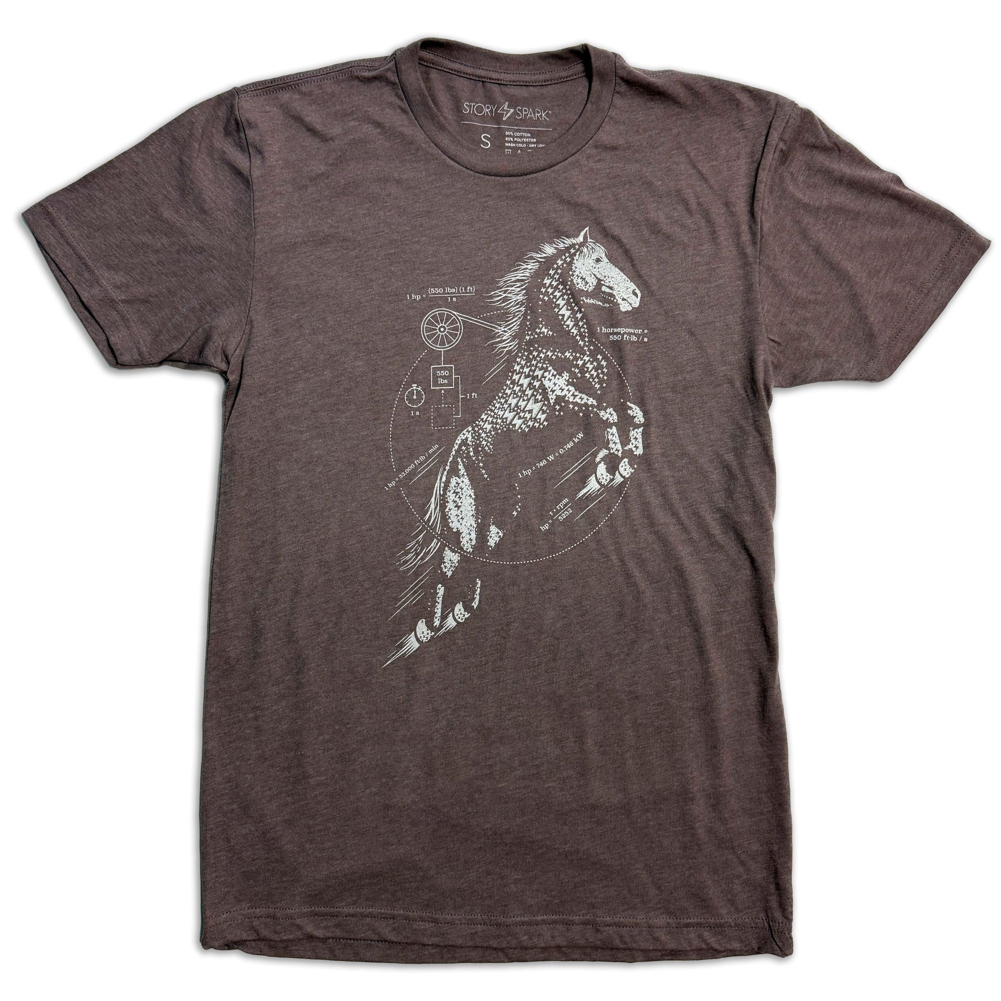 Horse Power graphic t-shirt in mocha brown by STORY SPARK