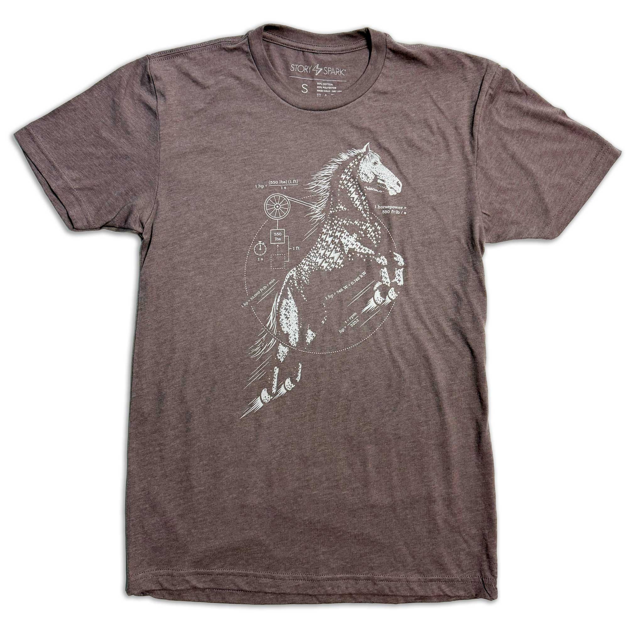 Horse Power graphic t-shirt in mocha brown by STORY SPARK