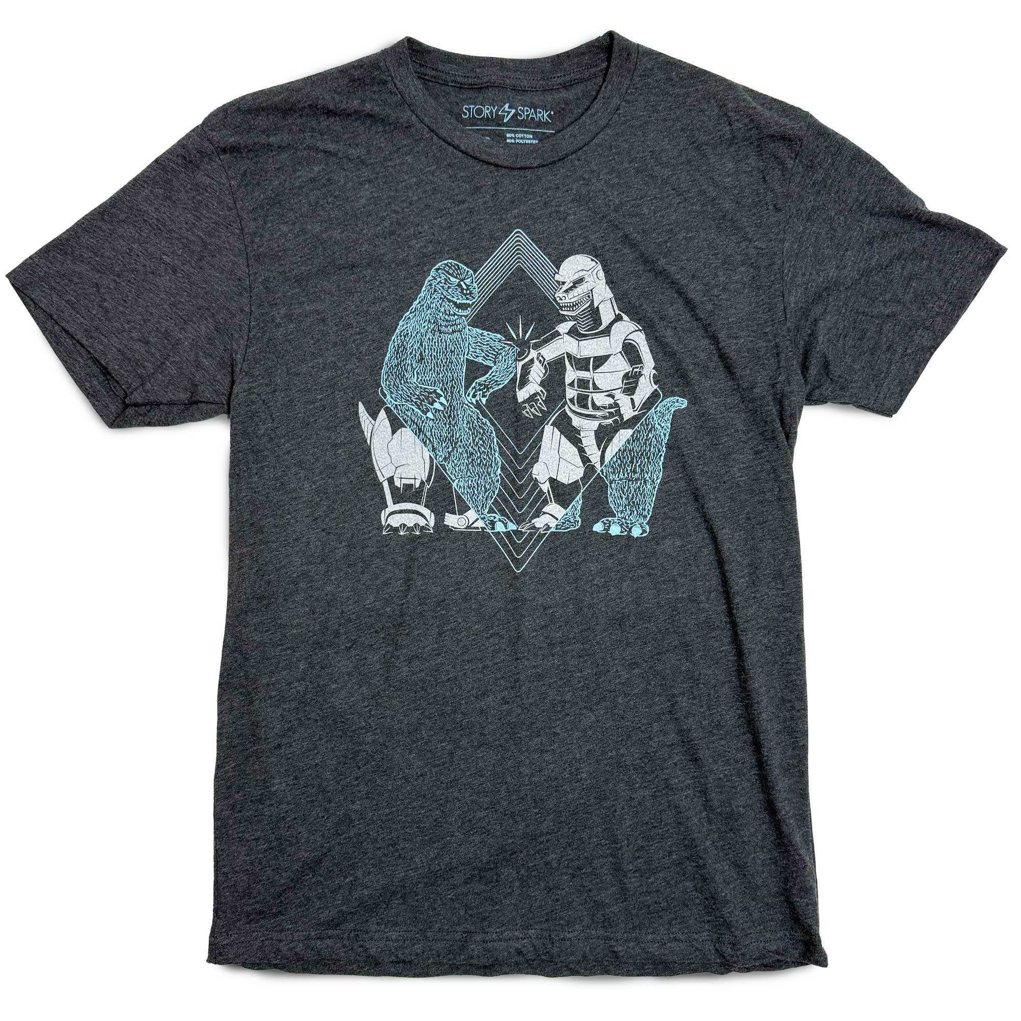 Double Kaiju graphic t-shirt in charcoal grey by STORY SPARK
