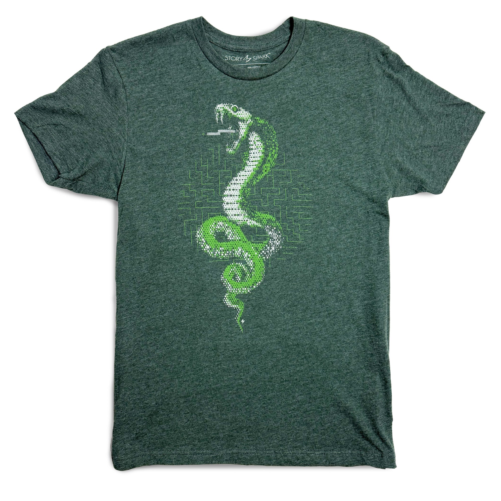 Snake graphic t-shirt for celebrating ambition and strategy - STORY SPARK