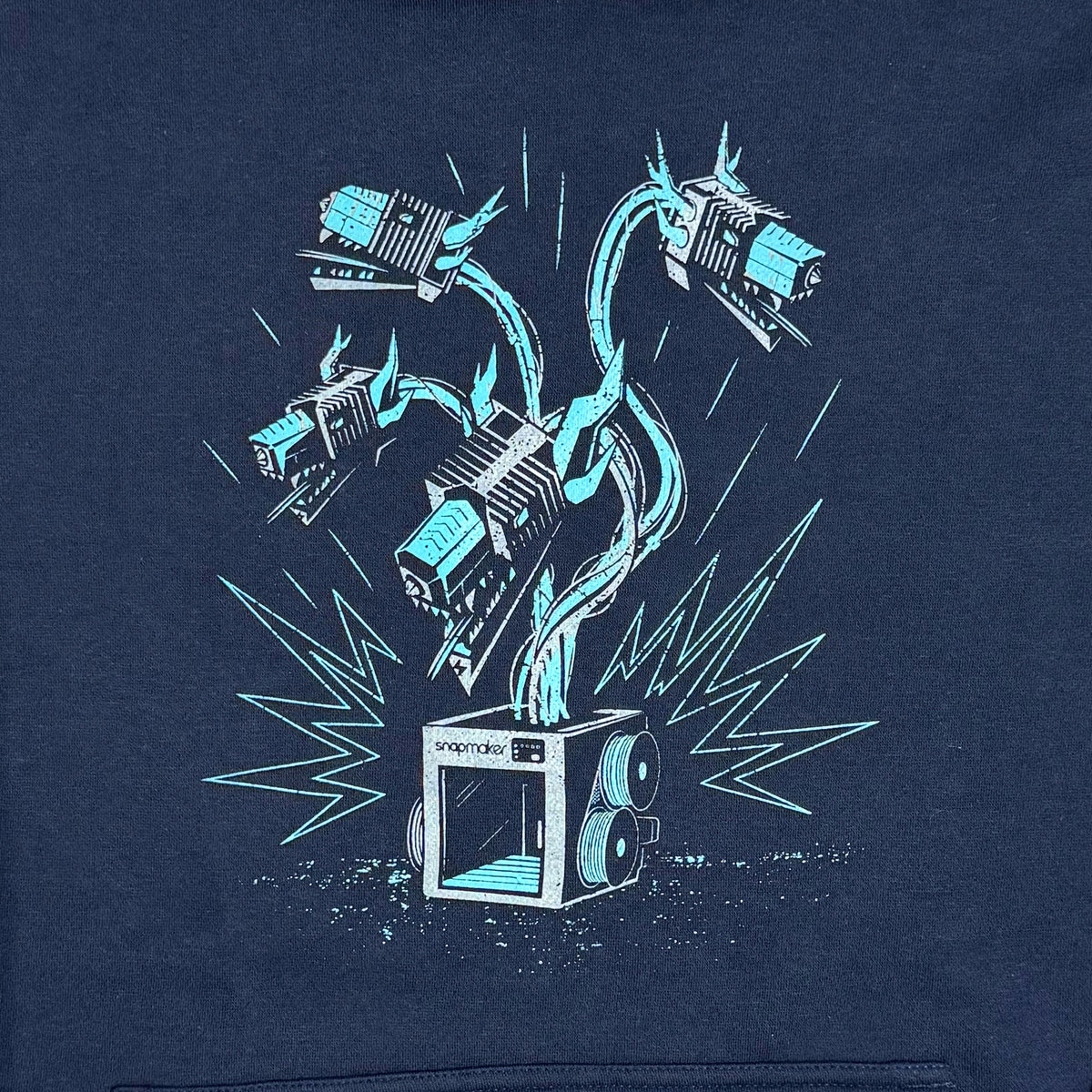 Hydra emerging from Snapmaker U1 3d printer - graphic by Story Spark