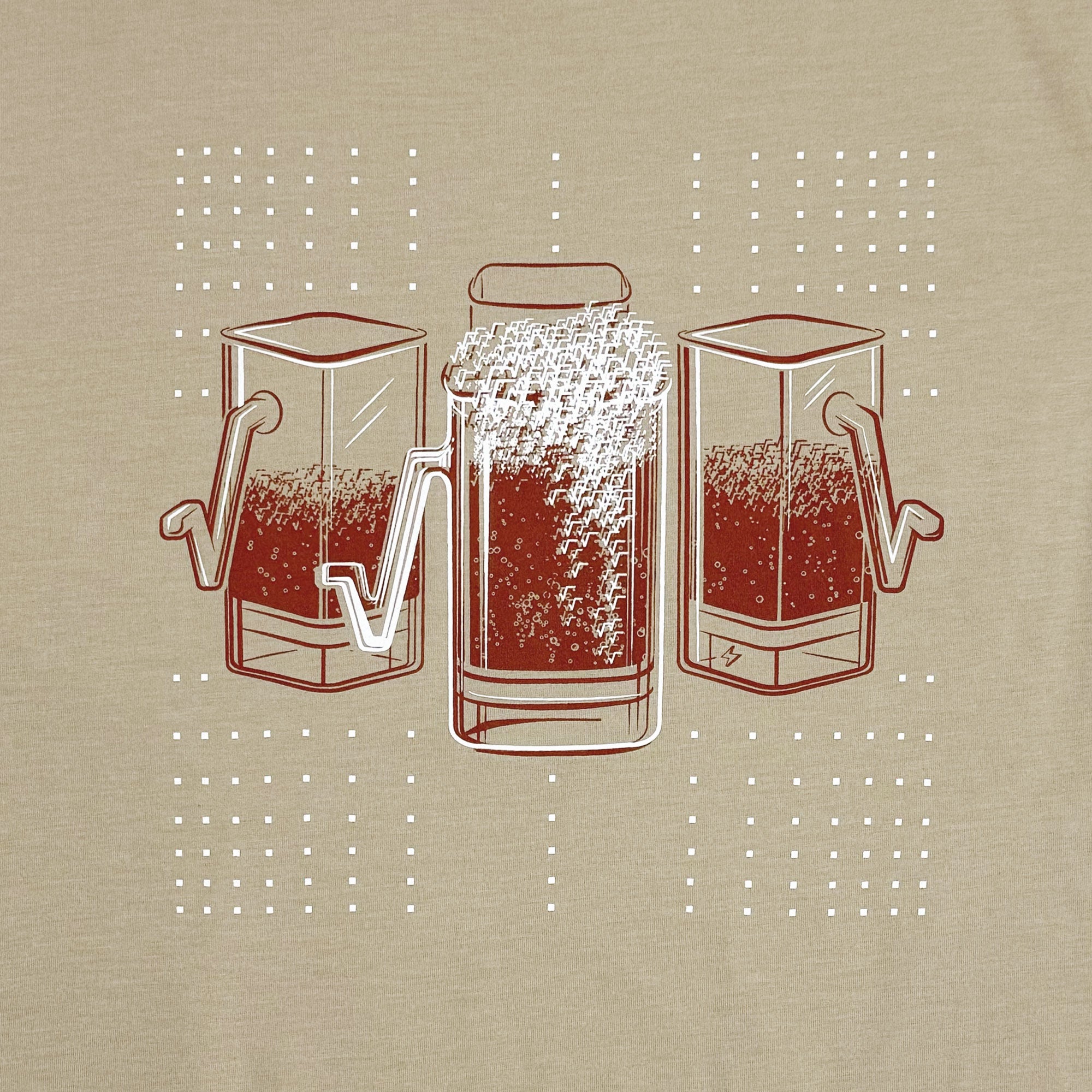 Square roots with root beer mugs on funny t-shirt by Story Spark