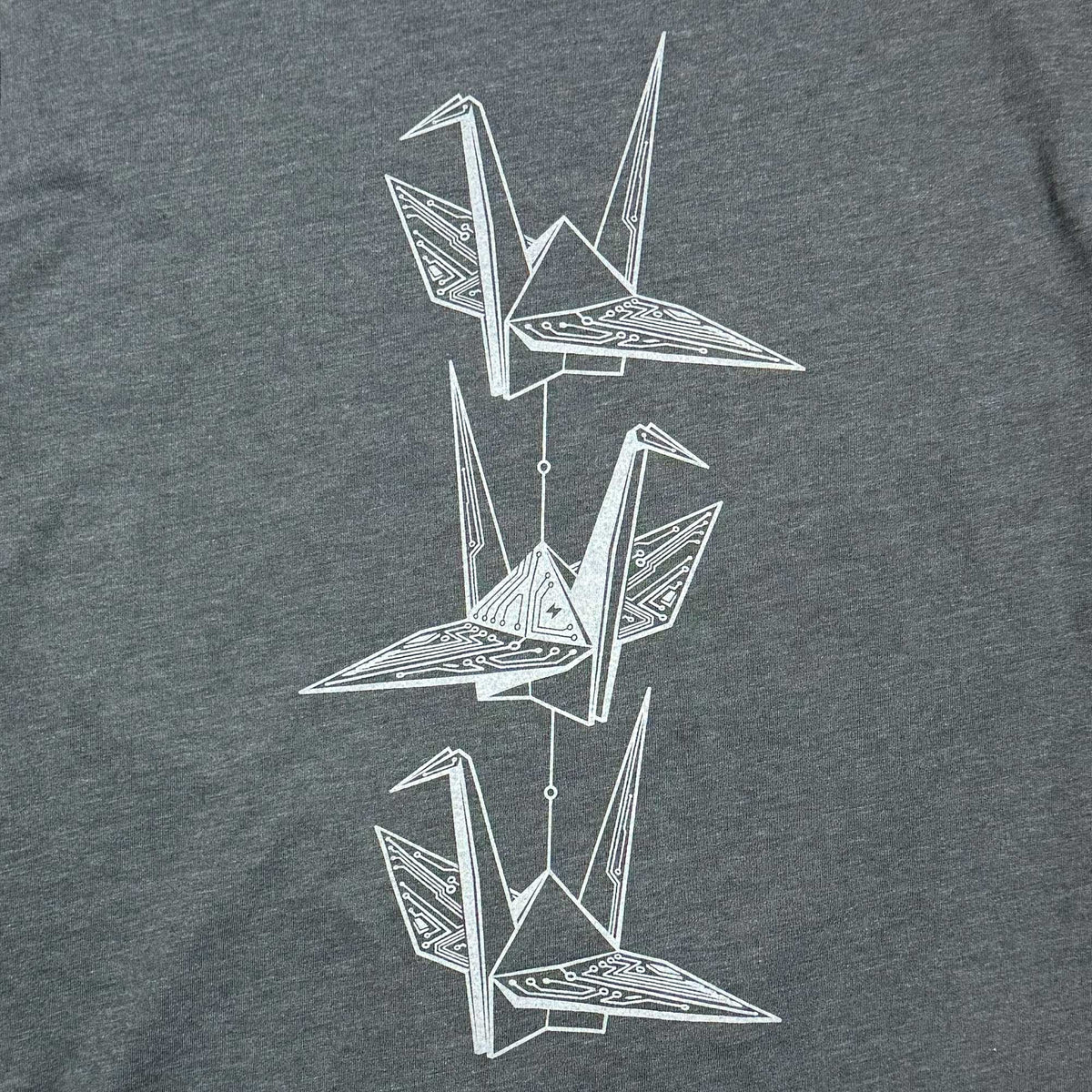 Techy Origami Cranes Long Sleeve T-shirt in Heather Grey - Gift for Engineers