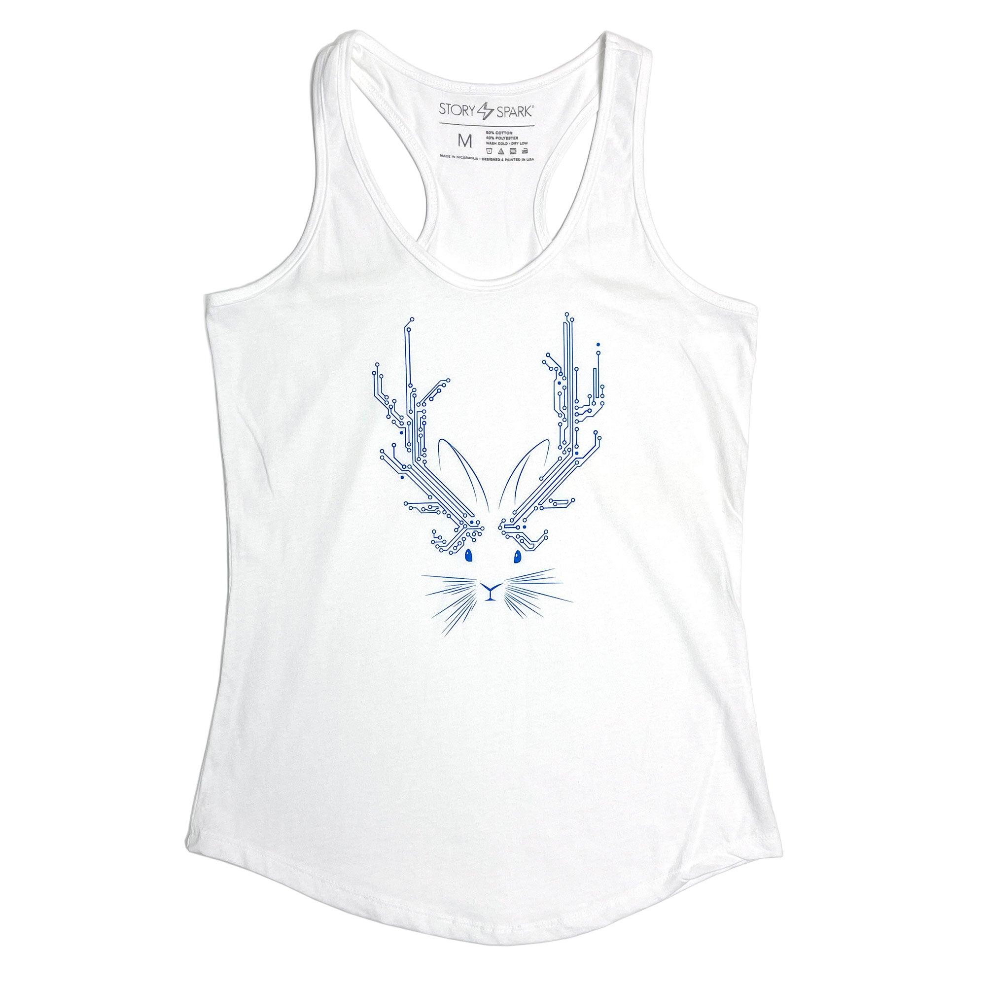 Jackalope Womens Tank (White)-STORY SPARK