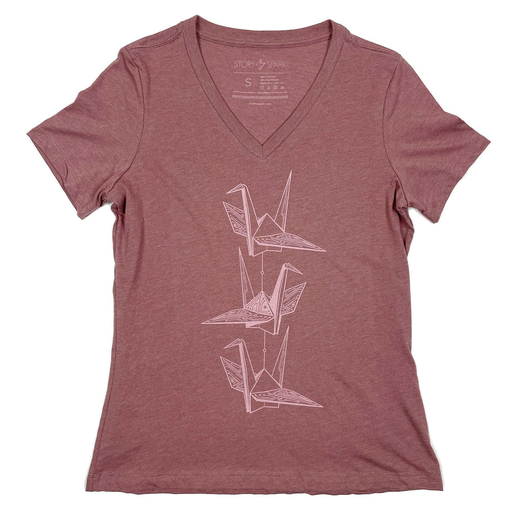Techy Origami Birds Womens T-shirt-STORY SPARK