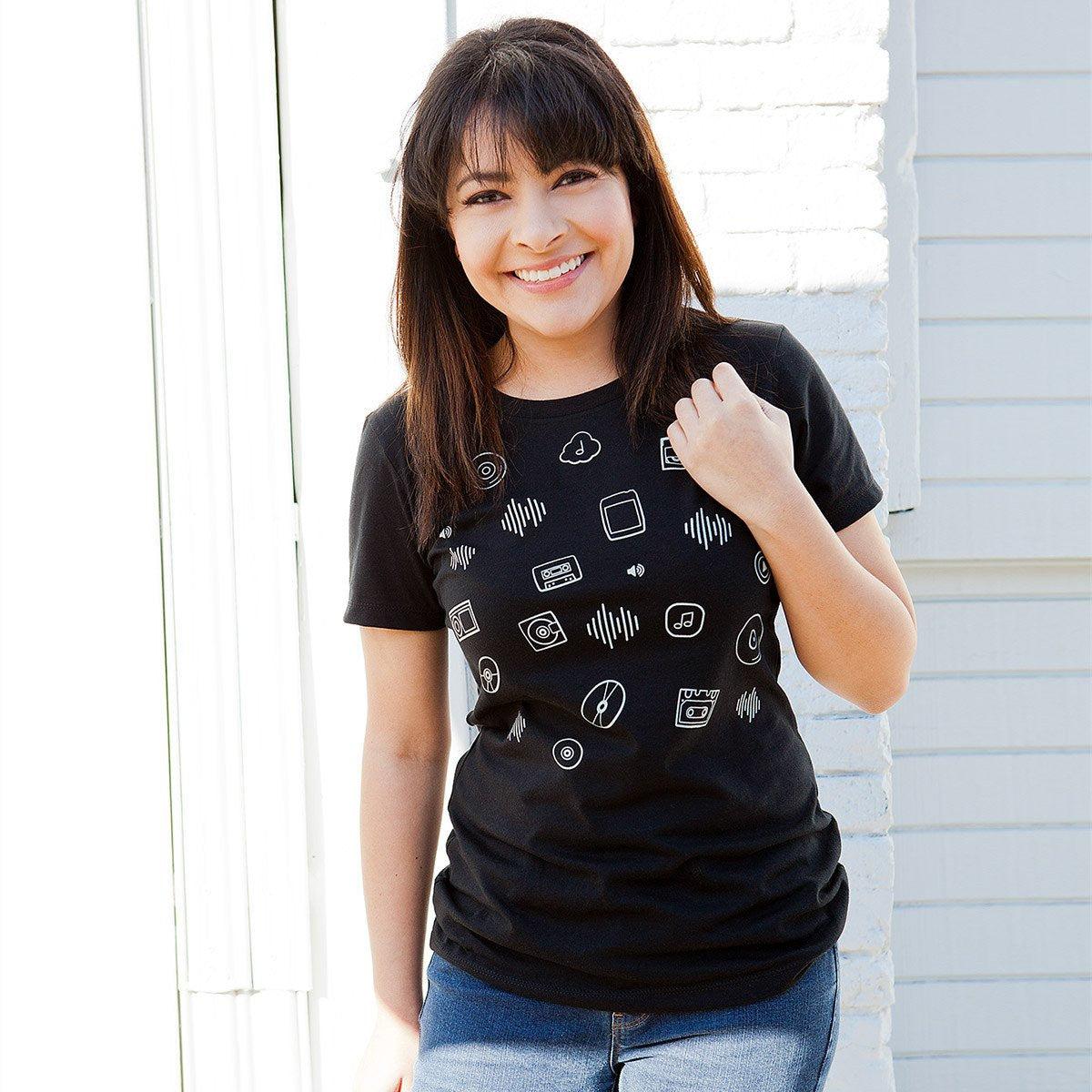 Shuffle Play Womens T-shirt-STORY SPARK