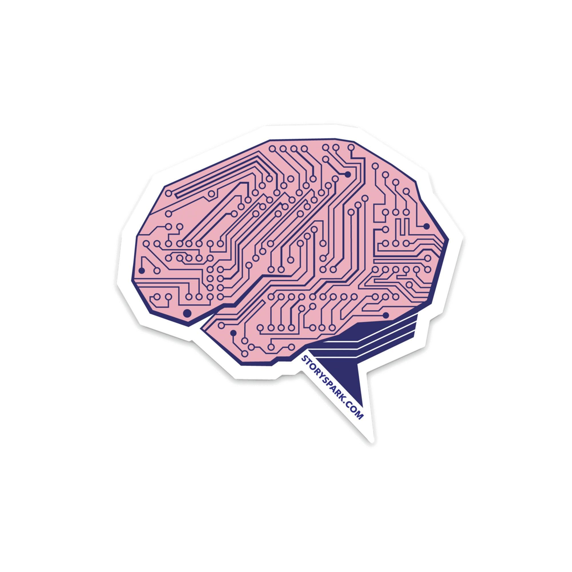 Think Tech Brain Vinyl Sticker - STORY SPARK