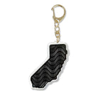 Tech-inspired California state keychain, double-sided acrylic charm close-up