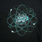 Atomic cat on black t-shirt by Story Spark