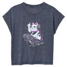 Relaxed Womens graphic t-shirt with DJ Lucky Cat