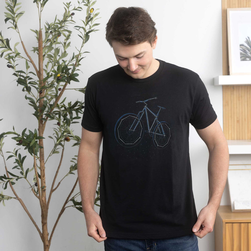 Constellation mountain bike graphic t-shirt for cyclists and astronomers