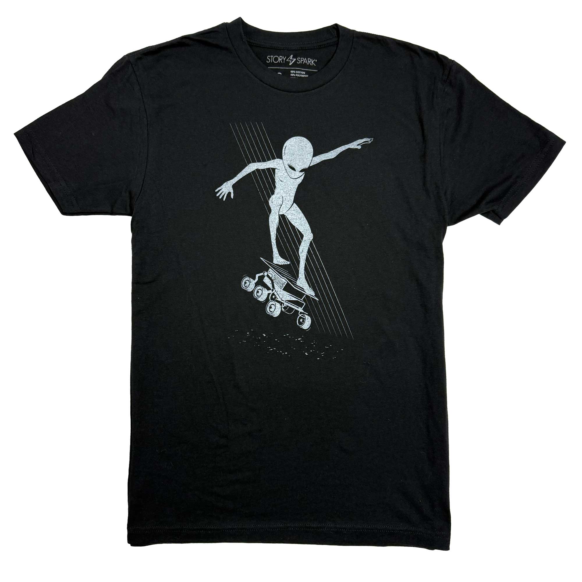 Alien Skateboarding Glow in the Dark Graphic T-shirt