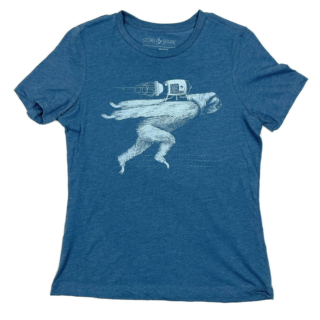 Rocket Sloth Womens T-shirt-STORY SPARK