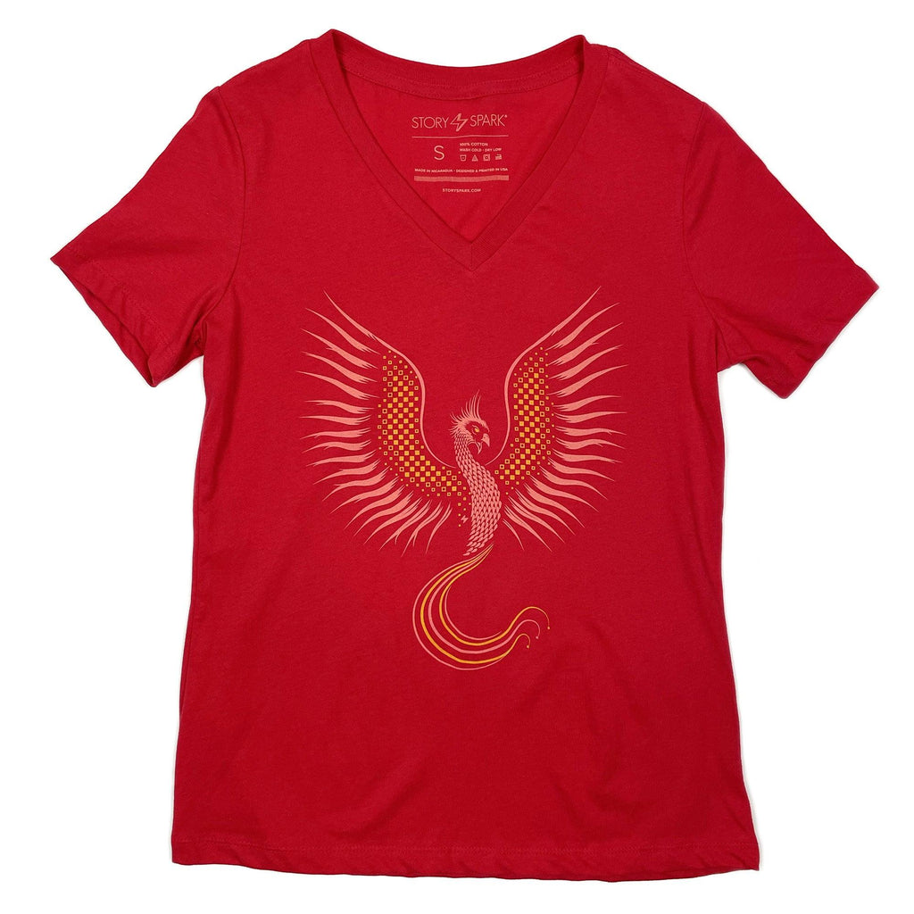 Fired Up Womens Relaxed V-neck T-shirt-STORY SPARK