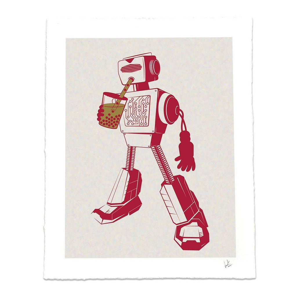 Boba Tea RoBot Art Print-STORY SPARK