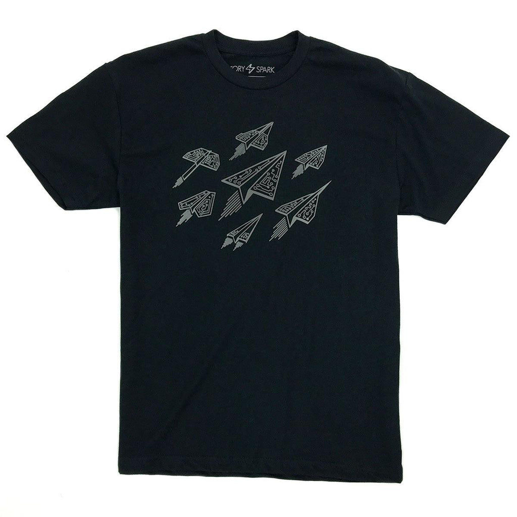 Graphic t-shirt with techy paper airplanes design