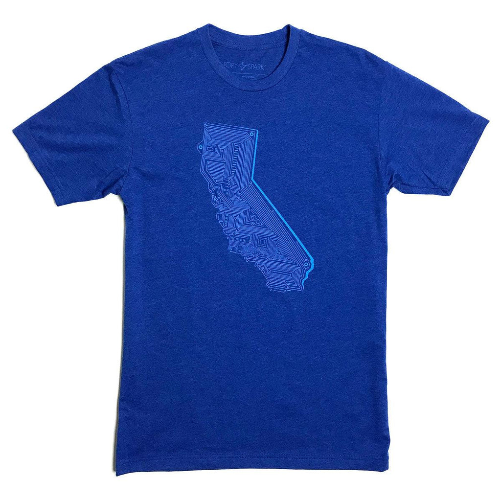 Blue California State graphic t-shirt for engineers