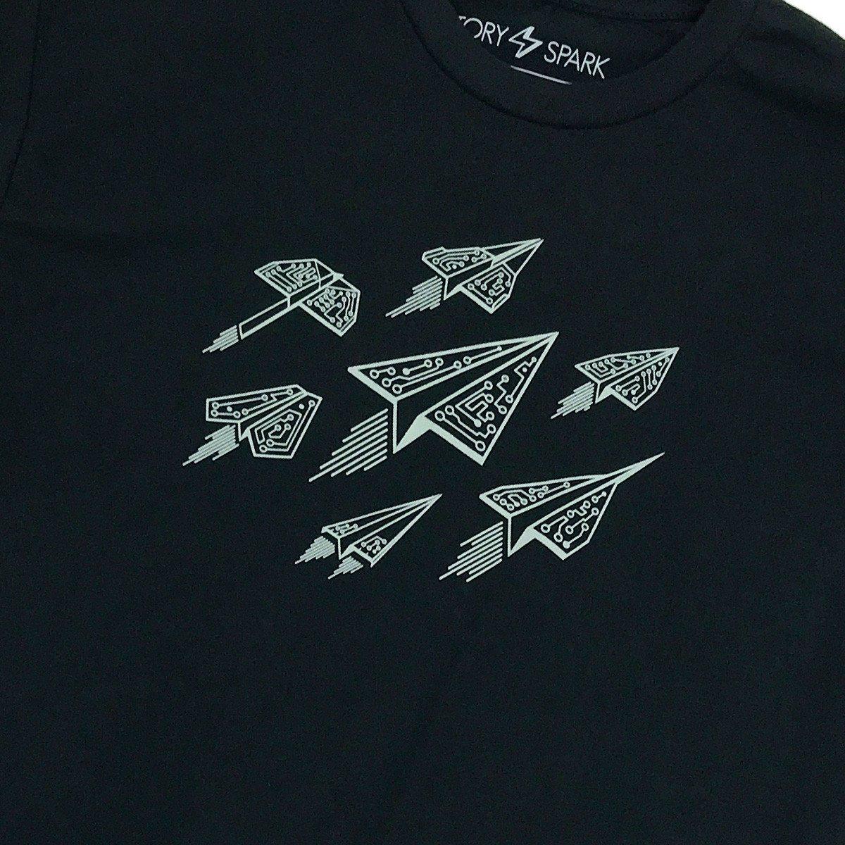 Story Spark Cool Geek Tech Paper Airplanes Graphic Tee