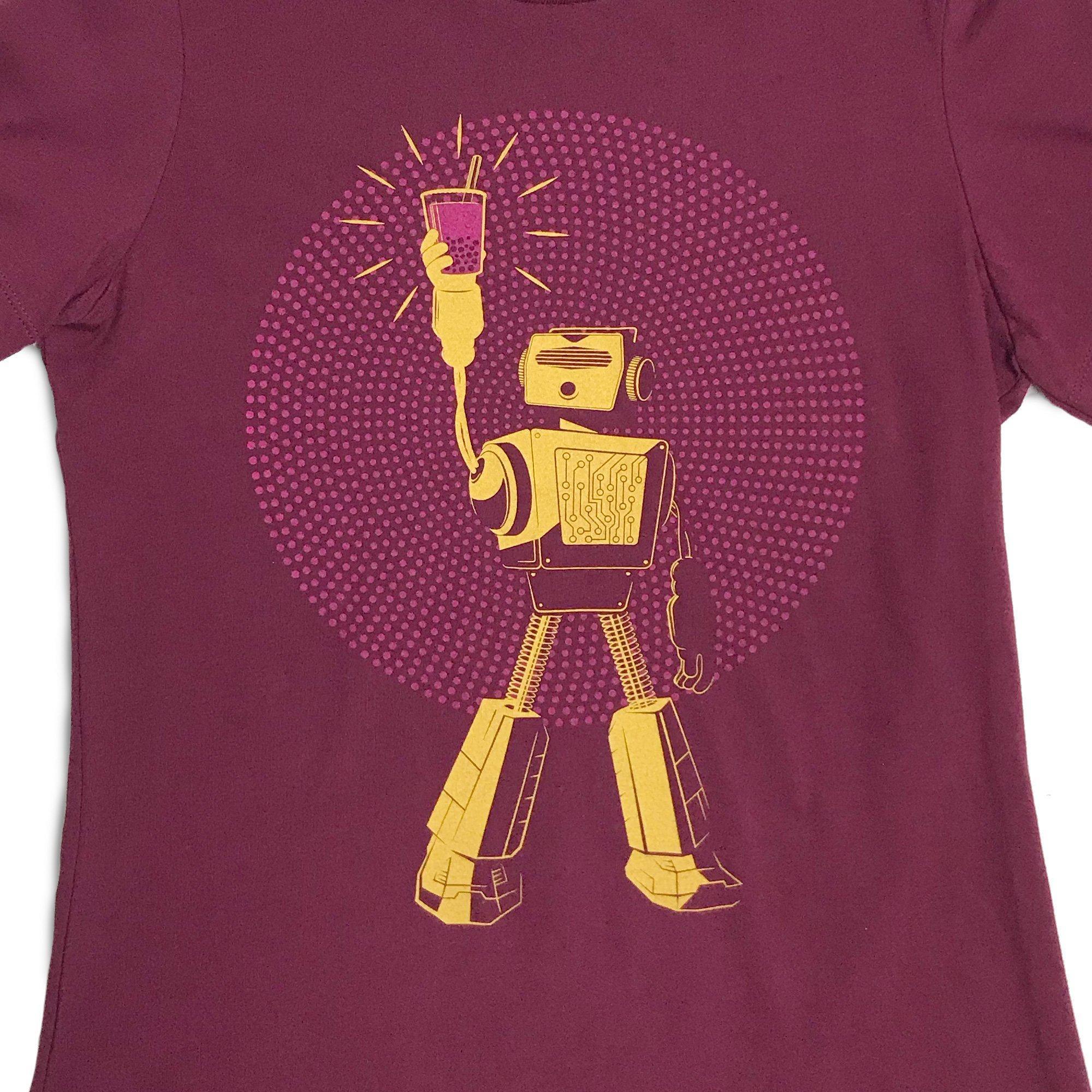 Boba Power - robot with boba tea - Womens shirt